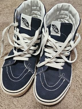 Vans Navy and White High-Top Skate Sneakers M-sz 6 W- Sz 7.5
